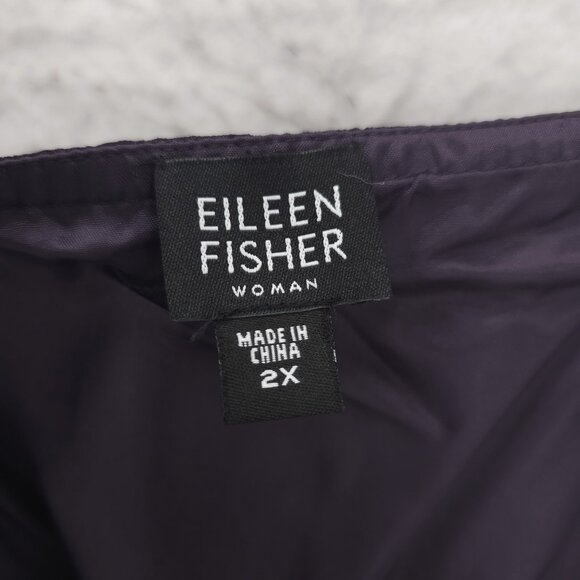 EILEEN FISHER 100% Silk Pleated A Line Skirt Plum Purple Size 2X - Picture 8 of 10